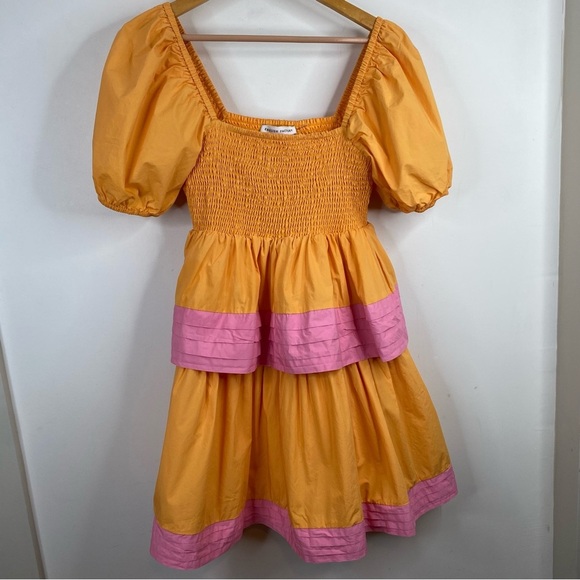 English Factory Dress M Clementine Punch Mini Puff Sleeve Smocked Tiered Preppy - Picture 3 of 13